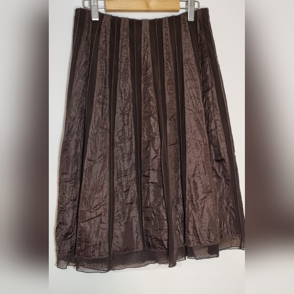 Danier Dark Brown A-Line Pleated Skirt